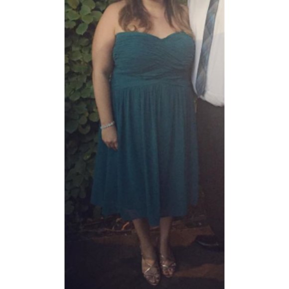 Donna Morgan Sarah Strapless Chiffon Dress - Picture 5 of 6